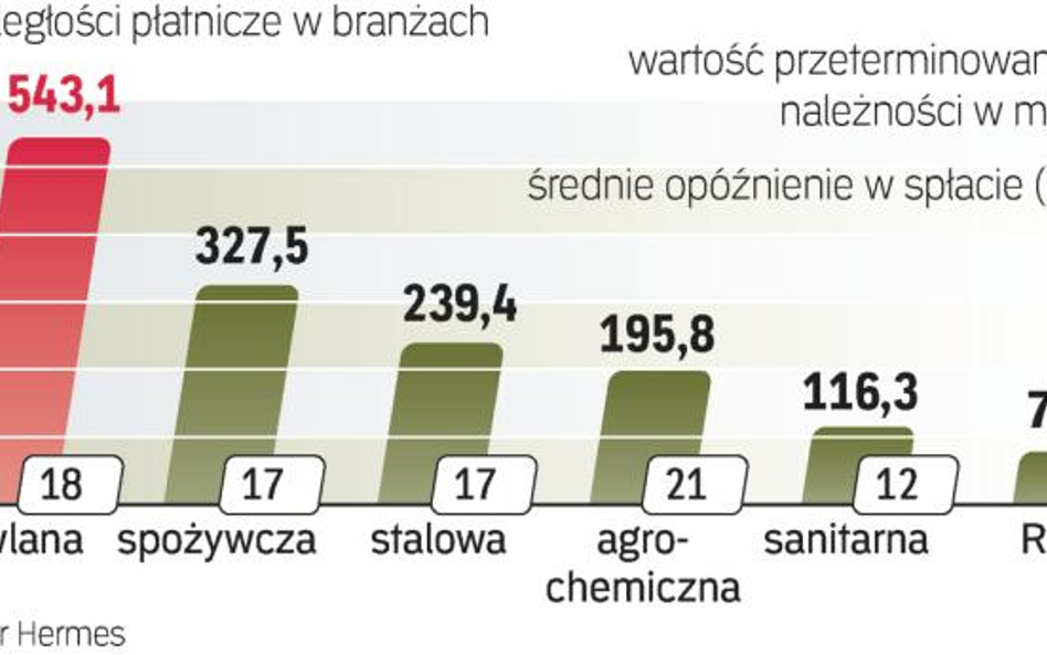 Największe zaległości ma branża budowlana, której problemy finansowe jeszcze wzrosły po ostatniej dł