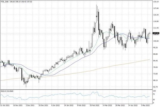 Notowania ropy naftowej WTI – dane dzienne