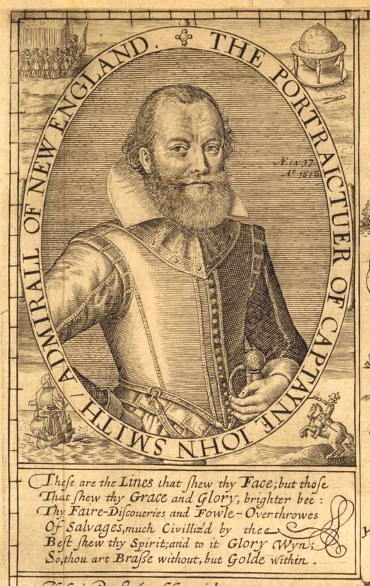 Portret kapitana Johna Smitha (zm. 21 czerwca 1631 r. w Londynie – angielski żołnierz, kolonizator, 