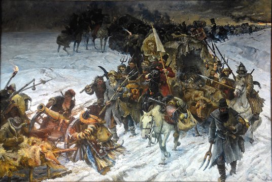 Obraz przedstawiający uczestników powstania chłopskiego w Rosji w latach 1773–1775, dowodzonego prze