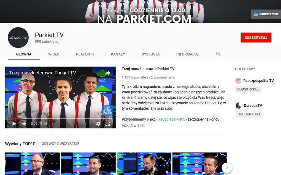 Oglądaj Parkiet TV na YouTubie