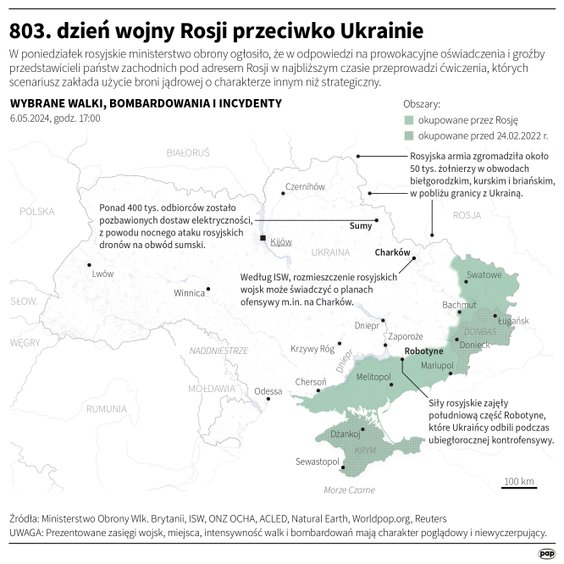 Tak wyglądała sytuacja na froncie w 803 dniu wojny