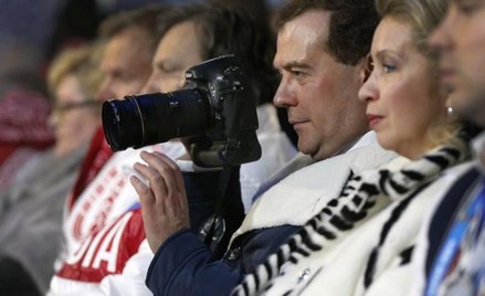 Premier Dmitrij Miedwiediew podczas zamknięcia igrzysk olimpijskich w Soczi