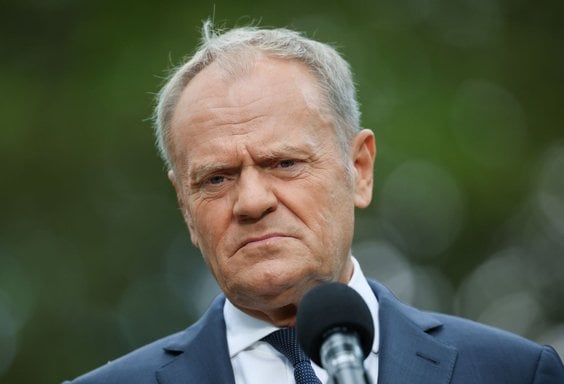 Premier Donald Tusk podczas konferencji prasowej w Kancelarii Prezesa Rady Ministrów