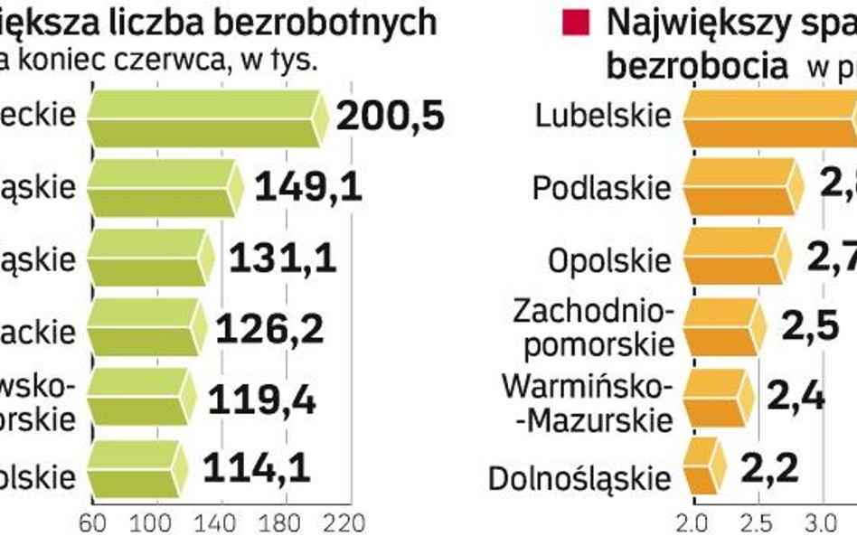 Największy spadek bezrobocia odnotowano w województwie lubelskim. Najmniejszy – o 0,4 proc. – w Mało