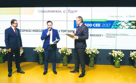 Ranking TOP500 CEE 2017 firmy Coface, zarządzanej przez Jarosława Jaworskiego (pierwszy z lewej), i 