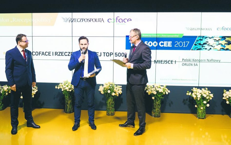 Ranking TOP500 CEE 2017 firmy Coface, zarządzanej przez Jarosława Jaworskiego (pierwszy z lewej), i 