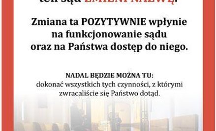 "Ten sąd zmieni nazwę" - tak o likwidacji sądów informuje resort sprawiedliwości