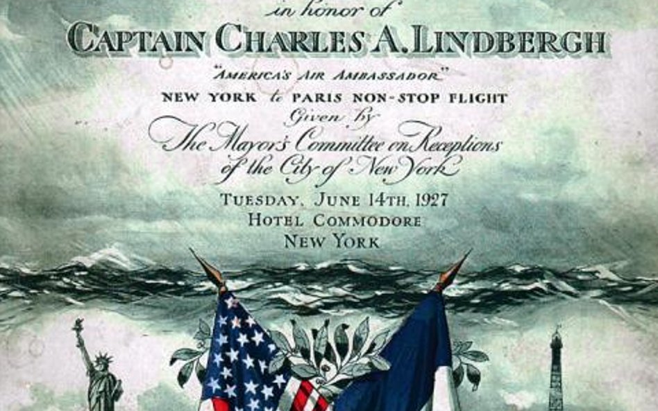 Plakat zapowiadający jeden z bankietów na cześć „lotniczego ambasadora Ameryki”