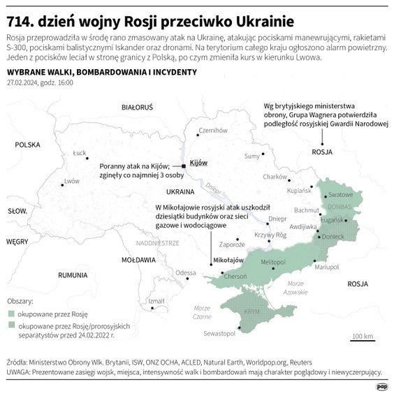 Tak wyglądała sytuacja na froncie w 714. dniu wojny Rosji z Ukrainą