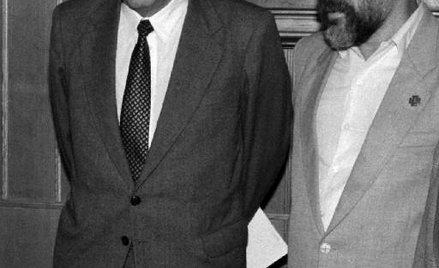 Premier Tadeusz Mazowicki z Dariuszem Fikusem, redaktorem naczelnym „Rz”