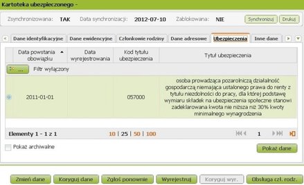 Rys. 1. Kartotekę ubezpieczonego można zsynchronizować z bazą centralną oraz przy pomocy odpowiednie