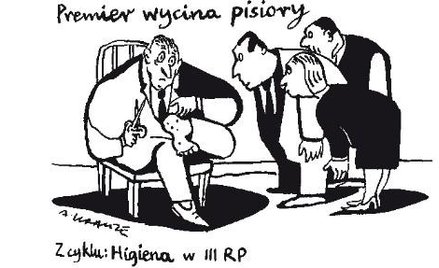 Komentarz rysunkowy. Premier wycina pisiory