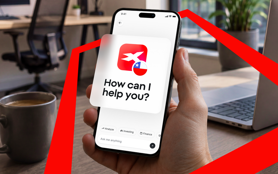 XTB w Chile udostępniło w swojej aplikacji mobilnej specjalny czat analityczny AI.