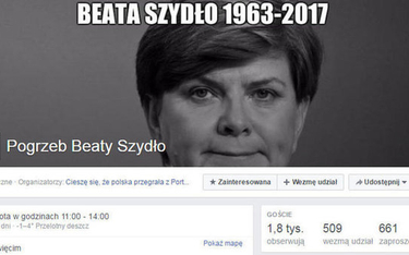 "Pogrzeb Beaty Szydło" na Facebooku