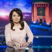 Danuta Holecka prowadząca program informacyjny "Wiadomości" w TVP1