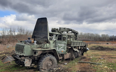 Zniszczona rosyjska ciężarówka w obwodzie charkowskim.