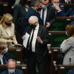 Prezes PiS Jarosław Kaczyński na sali obrad Sejmu