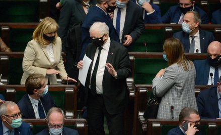 Prezes PiS Jarosław Kaczyński na sali obrad Sejmu