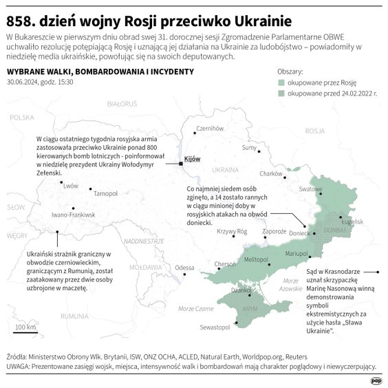 Tak wyglądała sytuacja na froncie w 858 dniu wojny