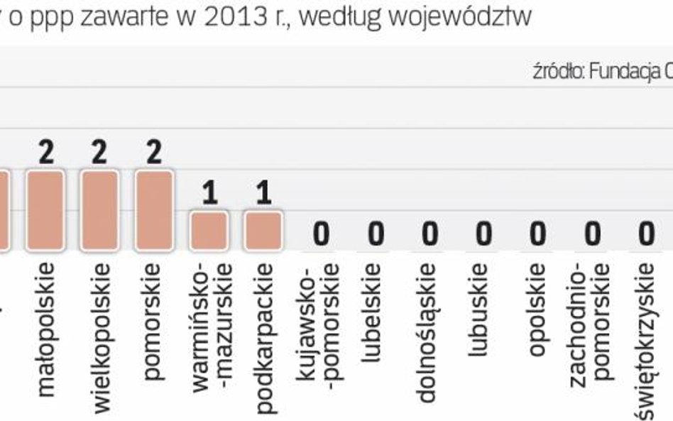 W 2013 r. w kraju zawarto 15 umów o PPP