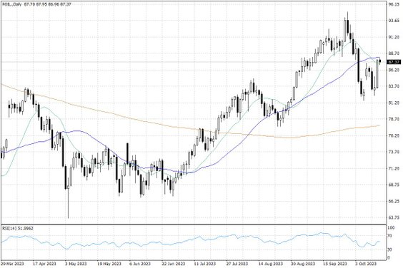 Notowania ropy naftowej WTI – dane dzienne