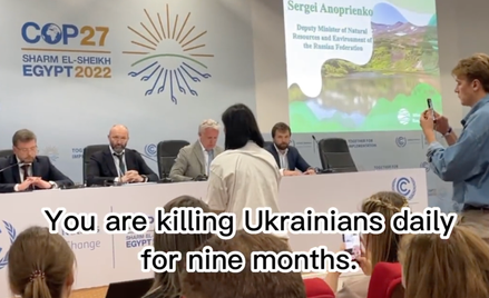 COP27: Polskie i ukraińskie aktywistki przerwały panel delegacji z Rosji. "Zbrodniarze"