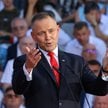 Prezydent RP Karol Nawrocki przemawia podczas uroczystości z okazji rocznicy zaprzysiężenia go na Ur
