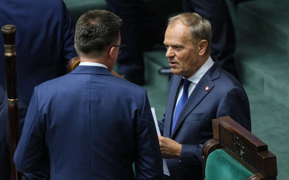 Premier Donald Tusk i marszałek Sejmu Szymon Hołownia