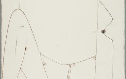 Jerzy Nowosielski, (1923-2011) Akt z oknem wys. 50 cm, szer. 35 cm ze zbiorów Muzeum Narodowego w Kr