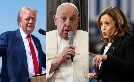 Donald Trump, papież Franciszek i Kamala Harris