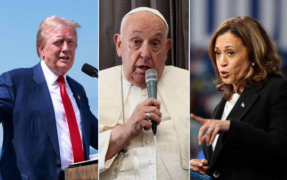 Donald Trump, papież Franciszek i Kamala Harris