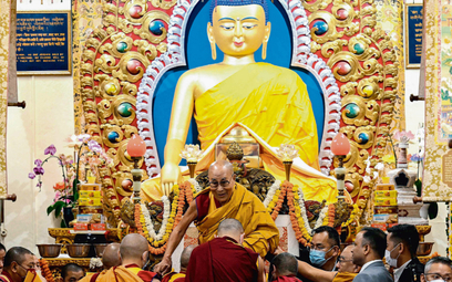 Dalajlama w trakcie modlitwy o długie życie; Dharamsala, Indie, 25 października 2023 r. Sam przekonu