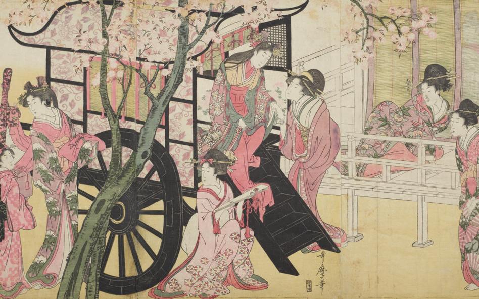 Kitagawa Utamaro "Księżniczka wysiadająca z powozu/Gissha no bijin"