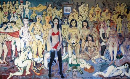 „Sześćdziesiąt polskich kobiet masturbujących się na przystanku autobusowym"; Edward Dwurnik