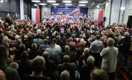 Jarosław Kaczyński w czasie spotkania w Łodzi