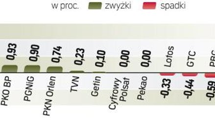 Indeks największych spółek zyskał 0,47 proc. WIG20 pociągnęły w górę akcje KGHM, PZU i PKO BP. Przed