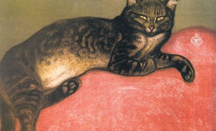 „Kot wylegujący się na poduszce”, Theophile-Alexandre Steinlen, 1910 r.