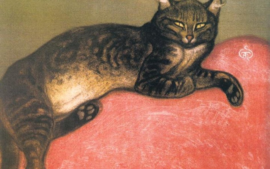 „Kot wylegujący się na poduszce”, Theophile-Alexandre Steinlen, 1910 r.