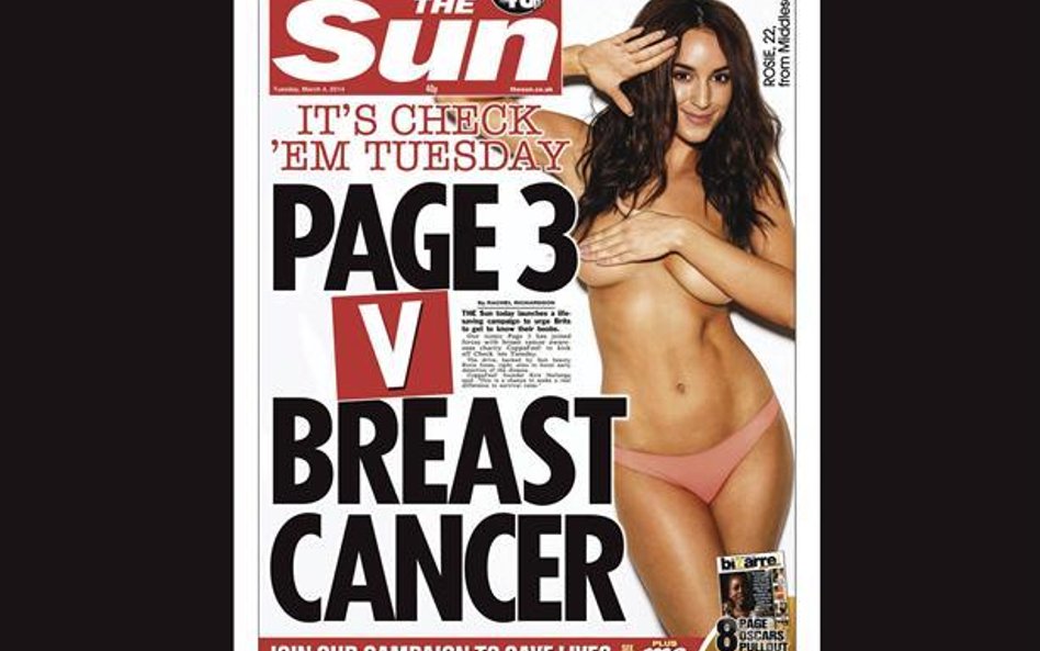 The Sun próbował przedstawiać frywolne zdjęcia jako akcję walki z rakiem piersi