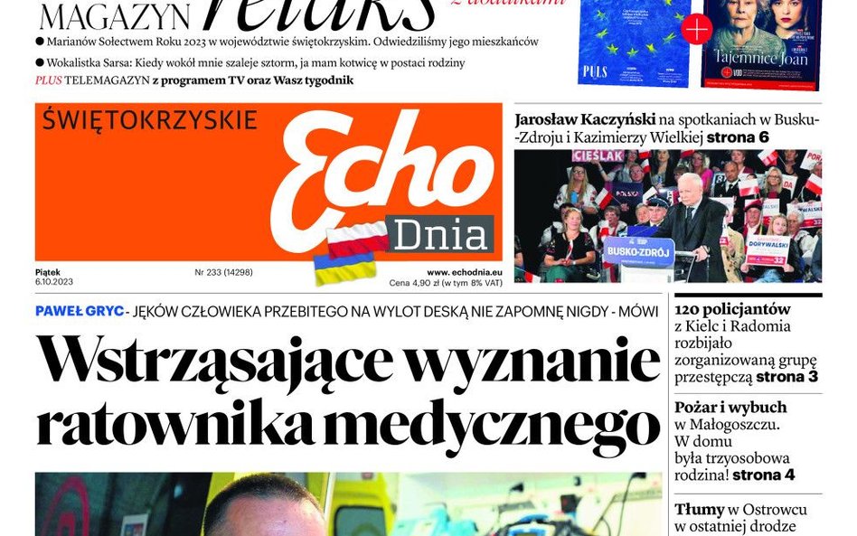 Na pierwszej stronie piątkowego wydania „Echa Dnia” można znaleźć zapowiedź redakcyjnego tekstu pt. 