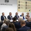 Szefowie instytucji rozwoju (PFR, BGK, ARP, KUKE, PARP, PAIH) podczas ogłoszenia startu inicjatywy T