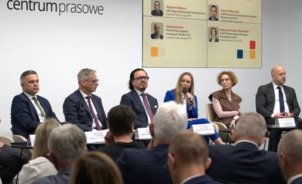 Szefowie instytucji rozwoju (PFR, BGK, ARP, KUKE, PARP, PAIH) podczas ogłoszenia startu inicjatywy T