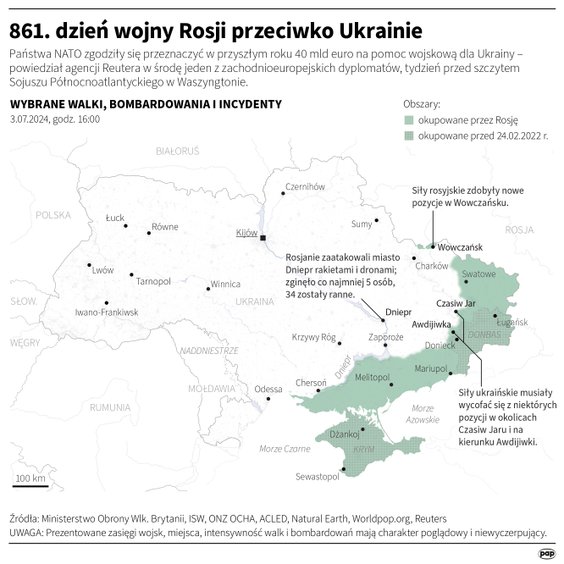 Tak wyglądała sytuacja na Ukrainie w 861. dniu wojny