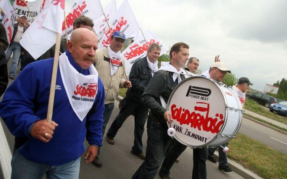 Maj 2009: manifestacja górników w Jastrzębiu Zdroju