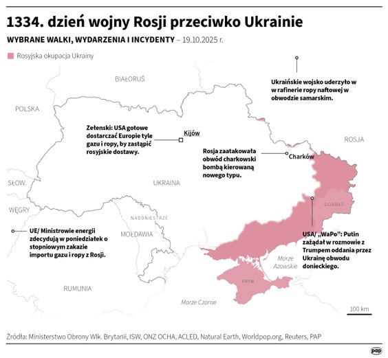 Tak wyglądała sytuacja na froncie w 1334 dniu wojny