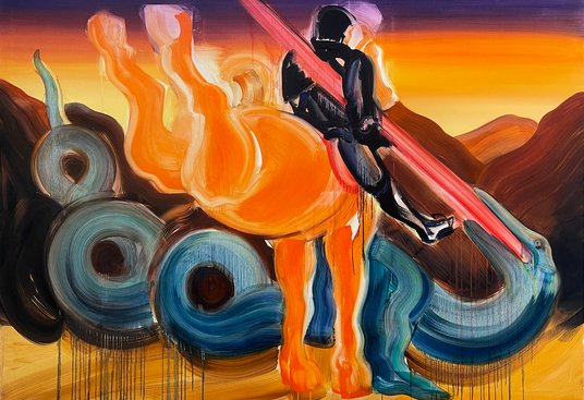 Jan Bajtlik – św.Jerzy i smok, olej na płótnie, 2021