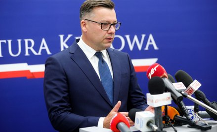 Rzecznik Prokuratury Krajowej Przemysław Nowak na konferencji prasowej w Warszawie