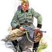 Partyzant AK uzbrojony w amerykański pistolet maszynowy UD M42 i radziecki granat obronny RGD-33