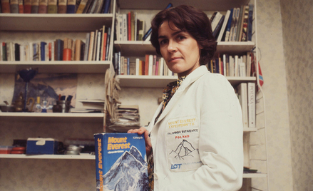 Wanda Rutkiewicz po zdobyciu Everestu, 1978 r.